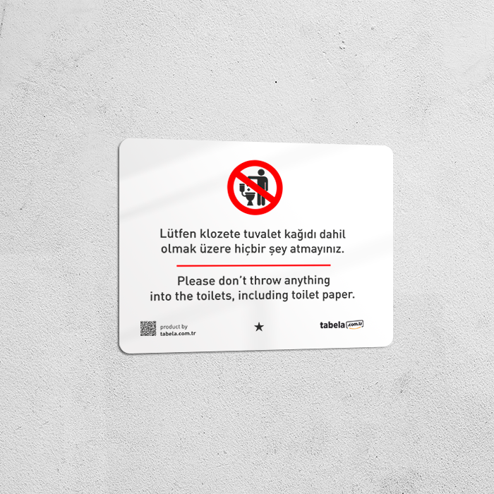 Pleksi WC Uyarı Tabelası