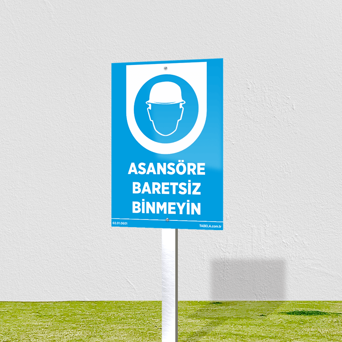 Asansöre Baretsiz Binmeyin Levhası