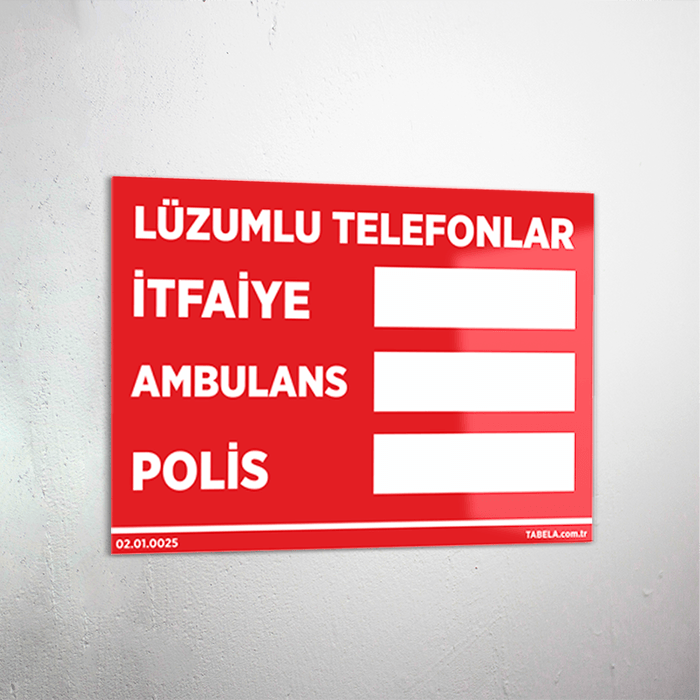 Lüzumlu Telefonlar Levhası