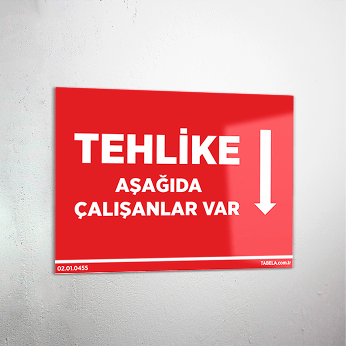 Tehlike Aşağıda Çalışanlar Var Levhası